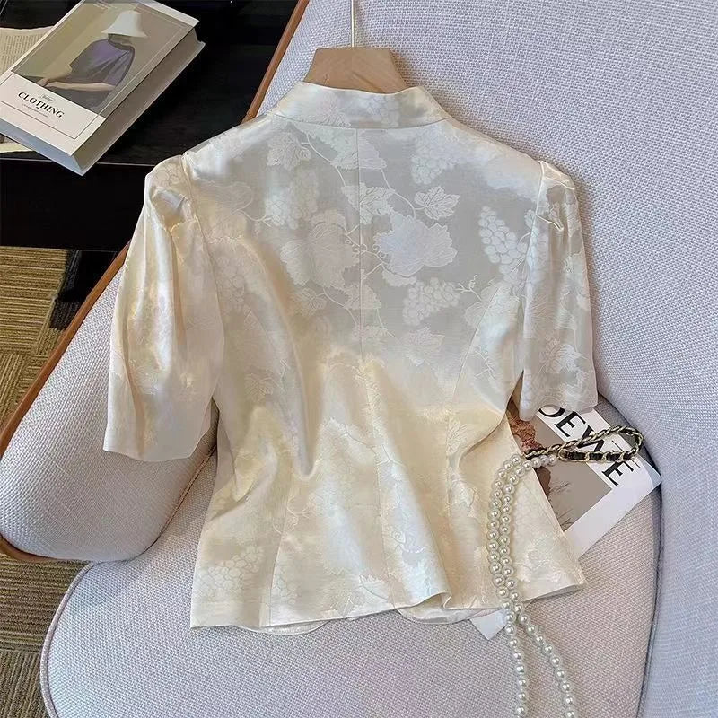 Chinese Style Short Sleeve Shirt Women's Summer Retro Elegant