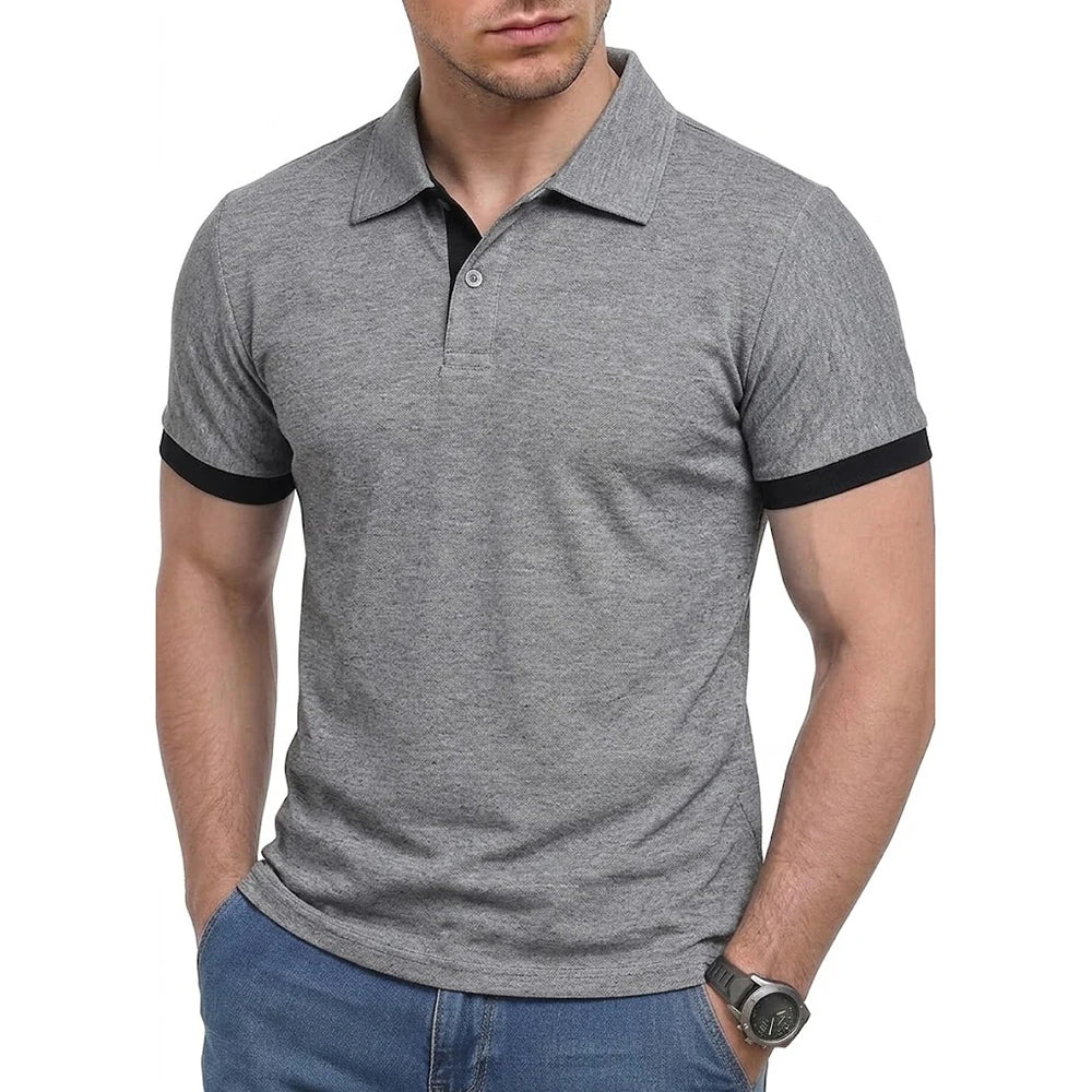 Summer Mens Short Sleeve Polo Shirt Solid Color Lightweight T-shirts