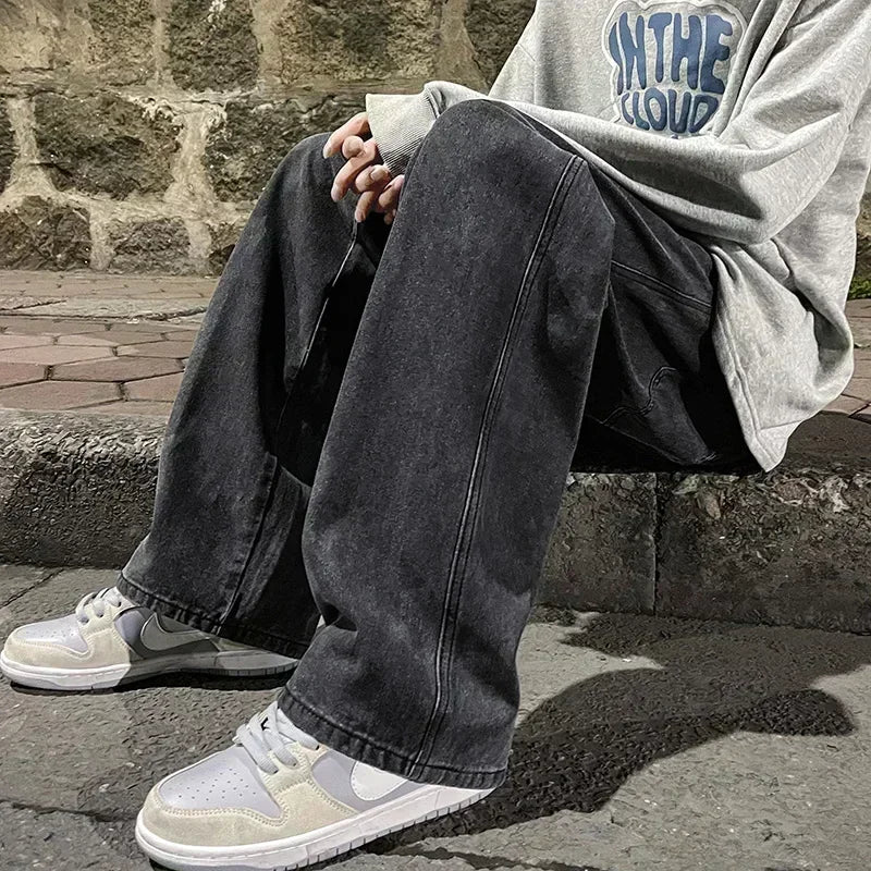 2025 Streetwear Loose Jeans Men Korean Style Fashion Loose Straight