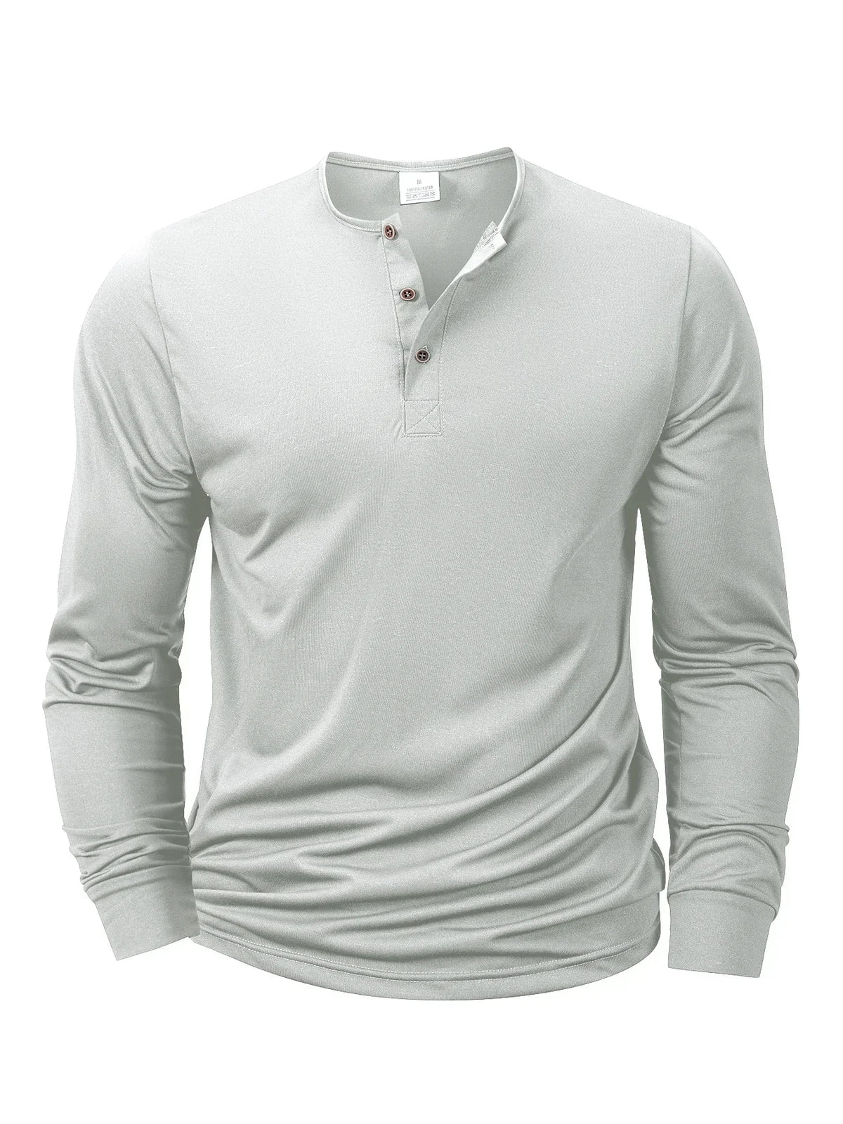 Spring Autumn Henley Neck T-Shirt Men Basic Breathable Men's Long