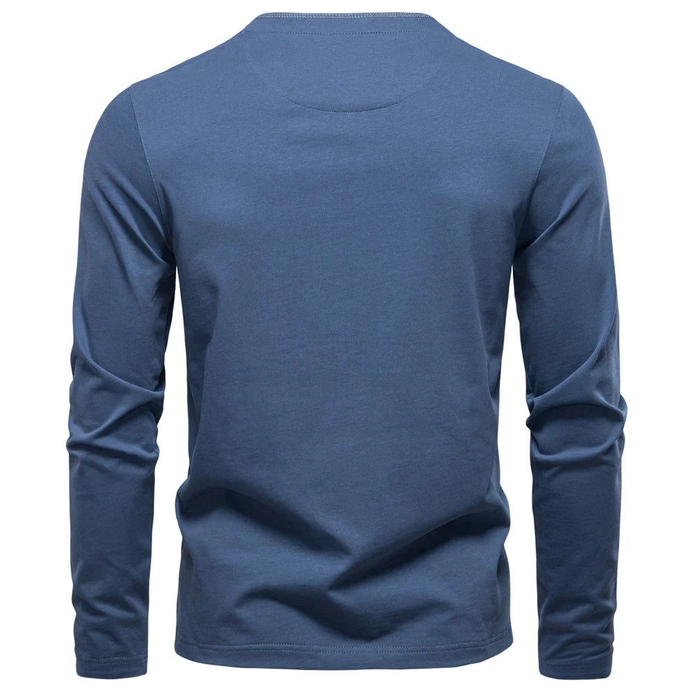AIOPESON Heavyweight Henley Shirt Men 100% Cotton Thermal Long Sleeve