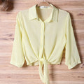 Thin Short Sleeve Chiffon Blouse for Women Casual Button Up Shirts