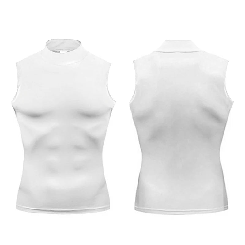 Compression Shirt Men Gym Tank Top Muscle Fitness Clothing Turtleneck