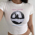 Kiss All The Time Disco Crop Top Disco Ball Shirt Concert Tee Music