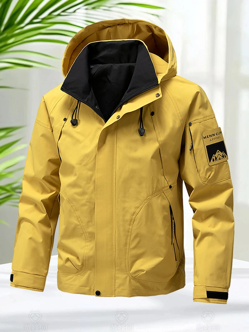 Waterproof Jacket Men Outdoor Softshell Zip Up Hooded Jacket