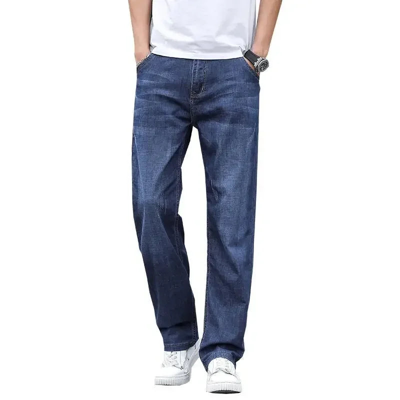 Jeans Men's Summer Straight Leg Loose Large Leg Autumn Thick