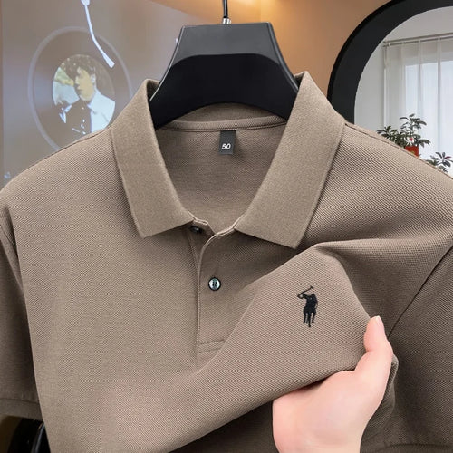 100% pure cotton high-end brand men's short sleeve polo shirt 2026