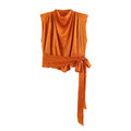 KONDALA Orange Short Lace-up Bow Woman Vest Asymmetric Tank Night