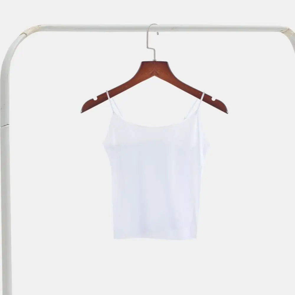 Thin Ice Silk Traceless Sling Tank Top Bralette Crop Tops Strap Skinny