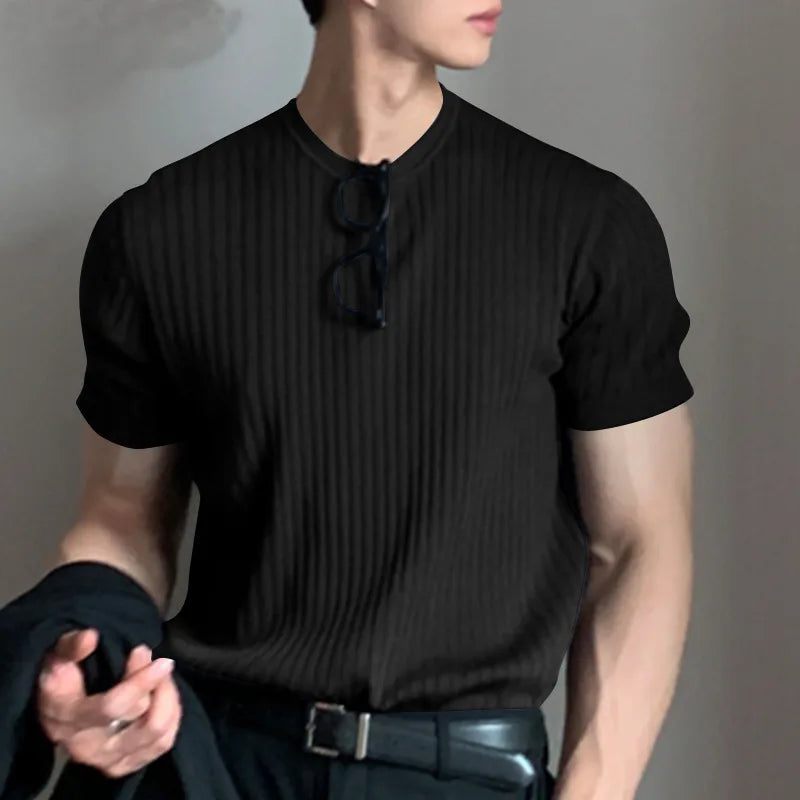 Summer Men's Clothing Light Luxury T Shirt Leisure Long Sleeve O Neck