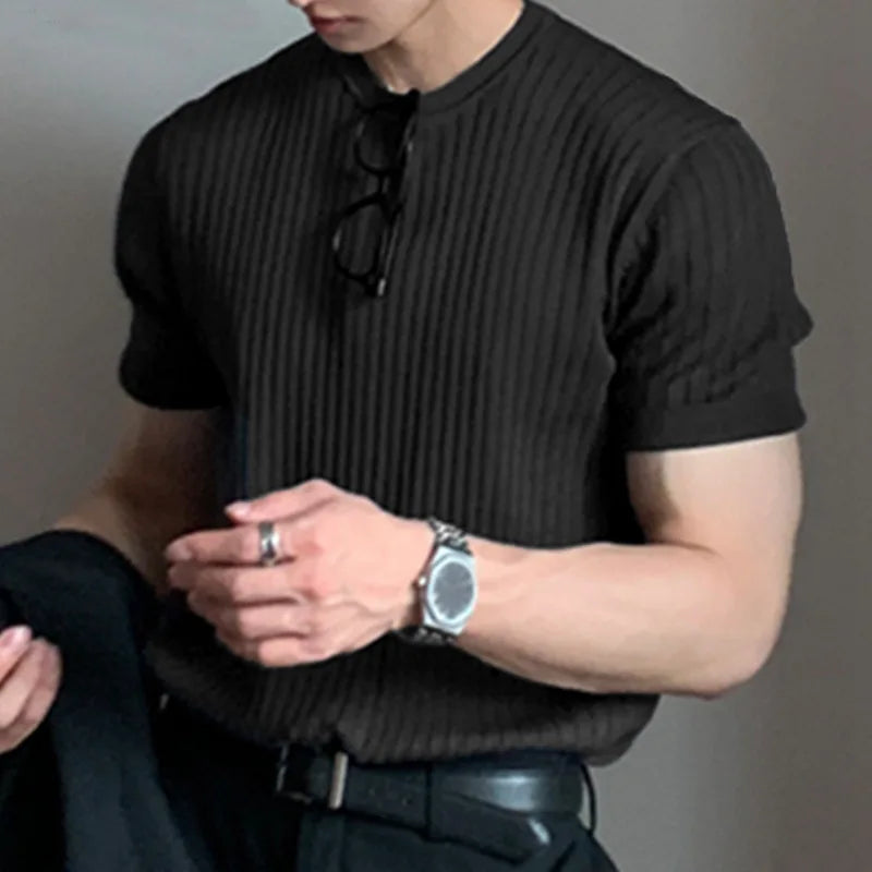 Summer Men's Clothing Light Luxury T Shirt Leisure Long Sleeve O Neck