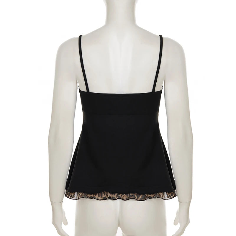 SUCHCUTE Y2k Leopard Print A-line Tank Top Streetwear 90s Sexy