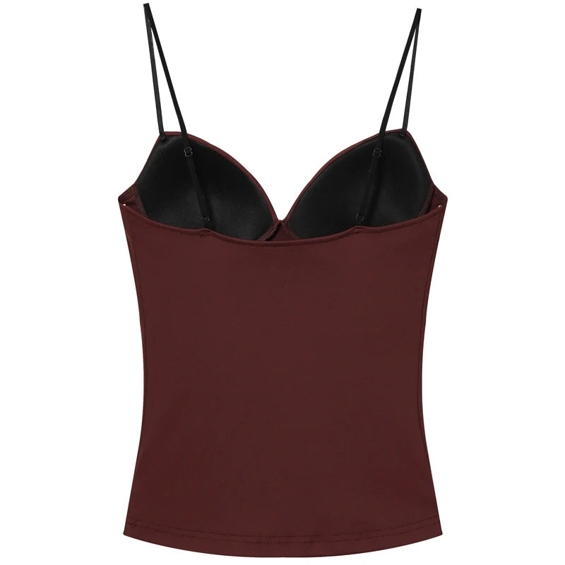 HXAO Burgundy Slip Top Women Summer Sexy Corset Tanks & Camis Fashion