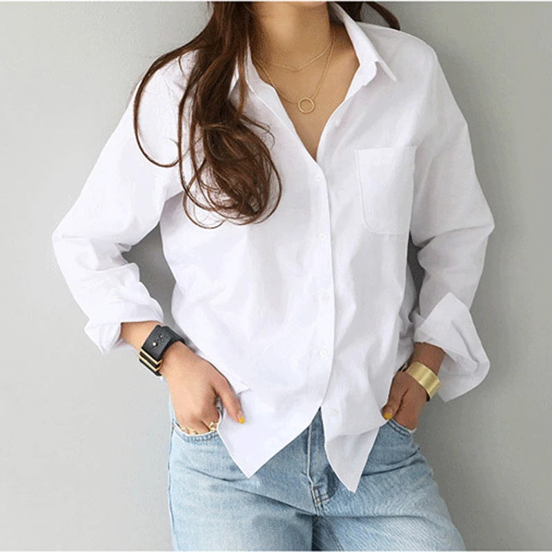 Cotton Blouse White Shirt Fashion Women Blusas Mujer De Moda OL Style