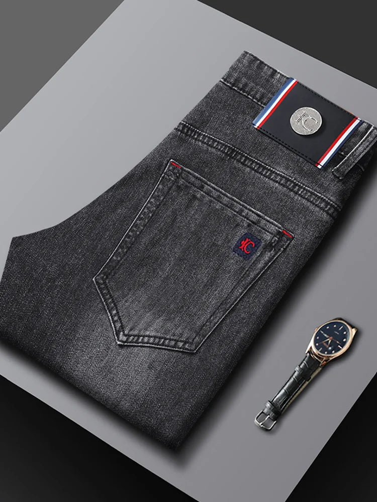 Men's Slim Fit Straight Leg Jeans European Style Versatile Business