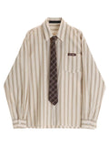 Women Striped Shirts and Blouses Y2k Korean Harajuku Elegant Long