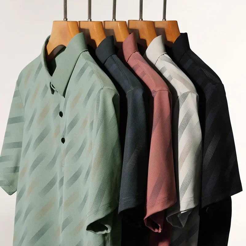 2025 New Men's Business Casual Short Sleeved Printed Polo Shirt