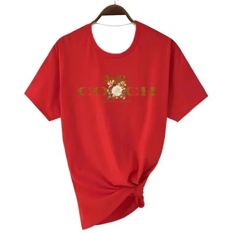 Spring/Summer 2026 Women's T-shirt Luxury Printed O-neck Top Pattern