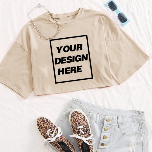 Personalized Crop Tops T-shirt Custom Text Name Tsihrts Add Your Own