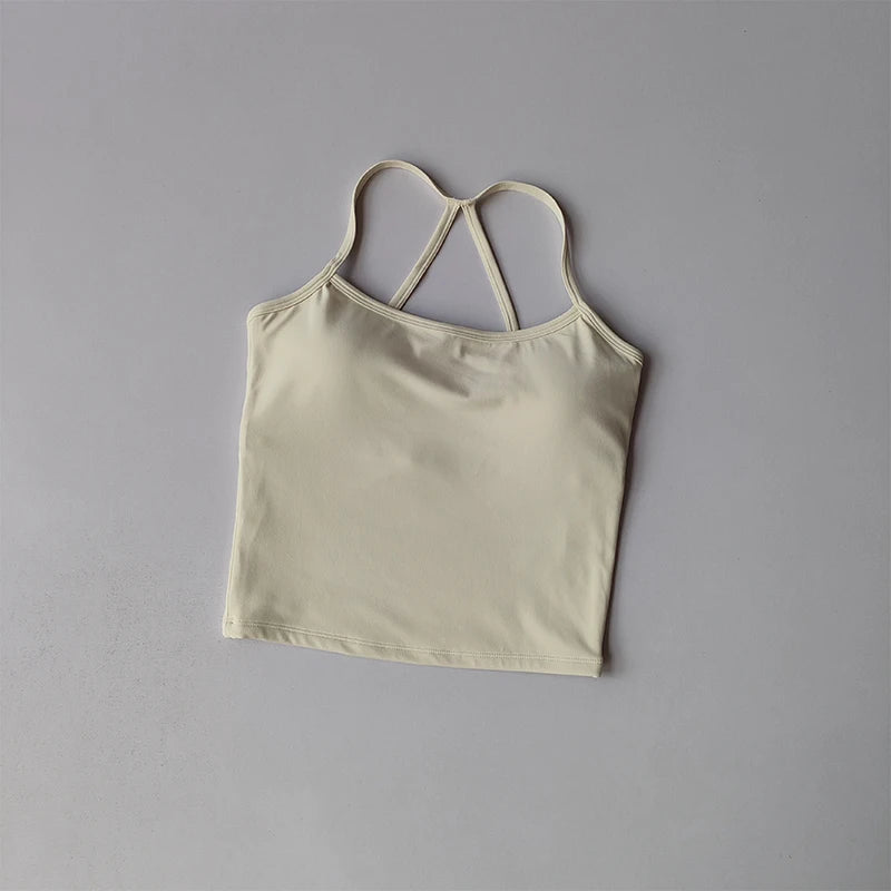 Seamless Nude Sports Bra Scrunch Push-up High Support Adjustable Thin