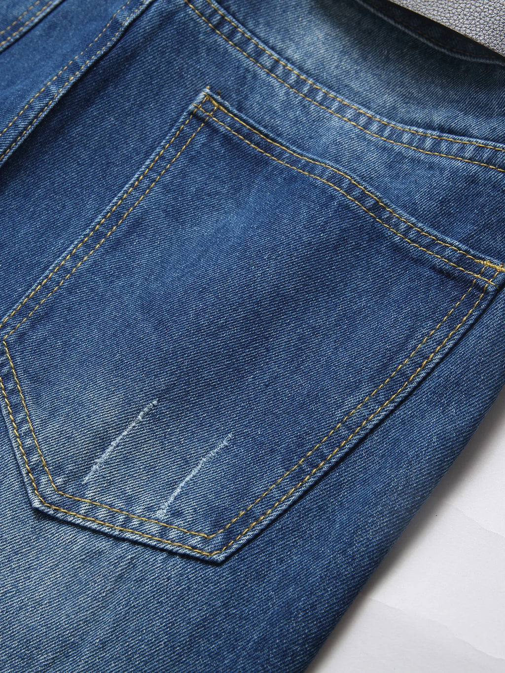 Men's Trendy Streetwear Straight Leg Dark Wash Ripped Denim Jeans