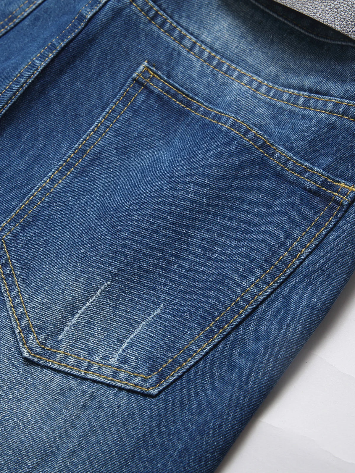Men's Trendy Streetwear Straight Leg Dark Wash Ripped Denim Jeans