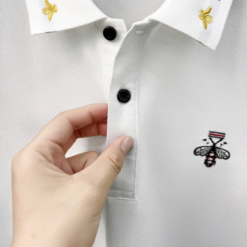 High Quality Man Short-Sleeved Polo Shirt Lapel Button Embroidery