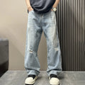 Korean Men'S Splashed Ink Jeans Casual Loose High Street Summer Ripped