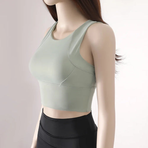 Women Sport Fixed Chest Pad Bra Female Athleisure Workout Tank Top