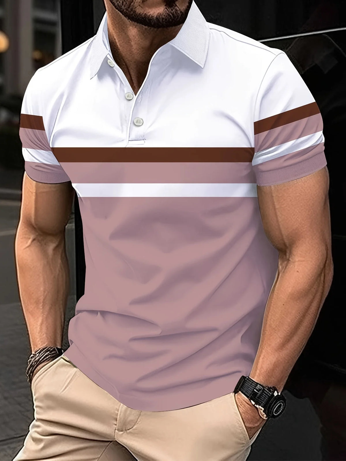 The 2025 summer new men's POLO shirt features a casual fashionable