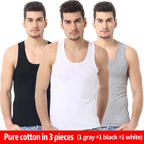 1/3 Pack Four Seasons Men's Cotton Joker Vest Teenagers Simple Fit