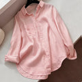Women Minimalist Loose Tops Fashion Summer Thin Cotton Linen White