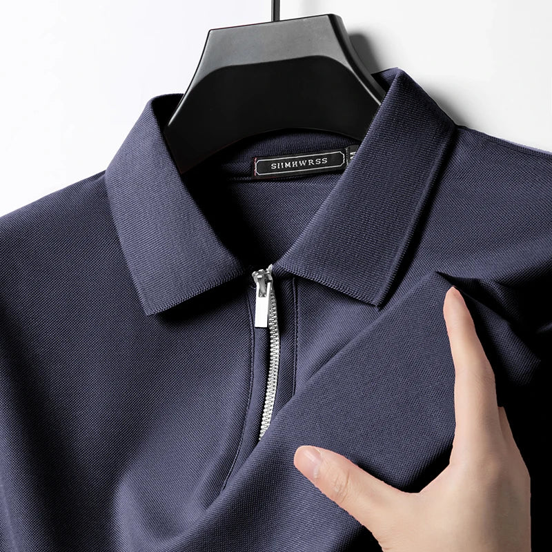 Summer New Men's Casual Slim Fit Polo Shirt Flip Collar Breathable