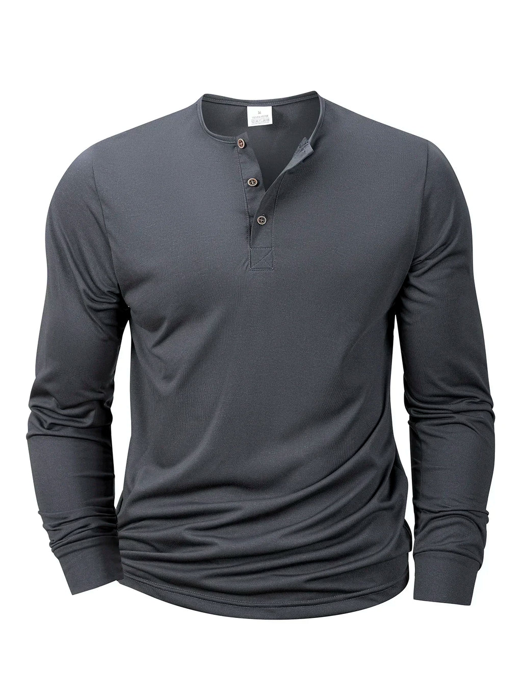 Spring Autumn Henley Neck T-Shirt Men Basic Breathable Men's Long