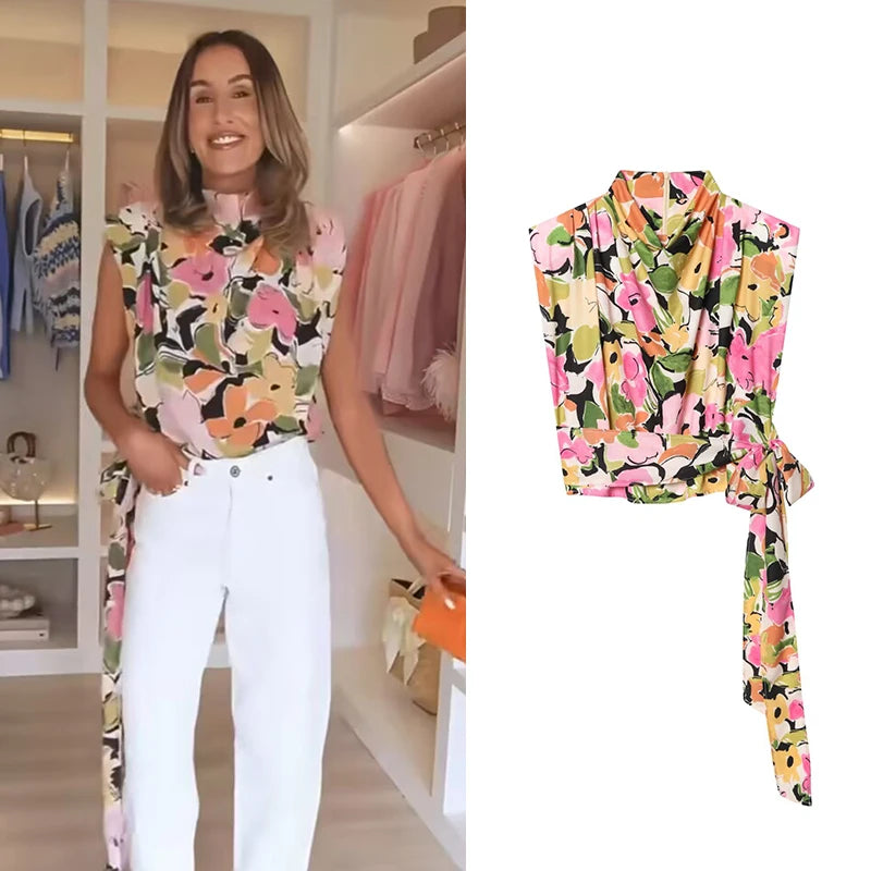 Women's Summer New Tops Vest 2026 Chic Retro Print Elegant Travel