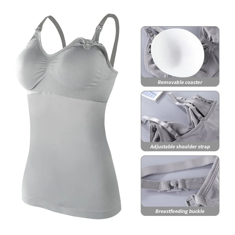 Summer Solid Clolor Sleeveless Nursing Clothes Women Pregnant Tank Top