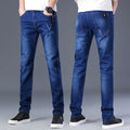 Men Business Casual Straight Narrow Leg Jeans Light Blue Gray Stretch