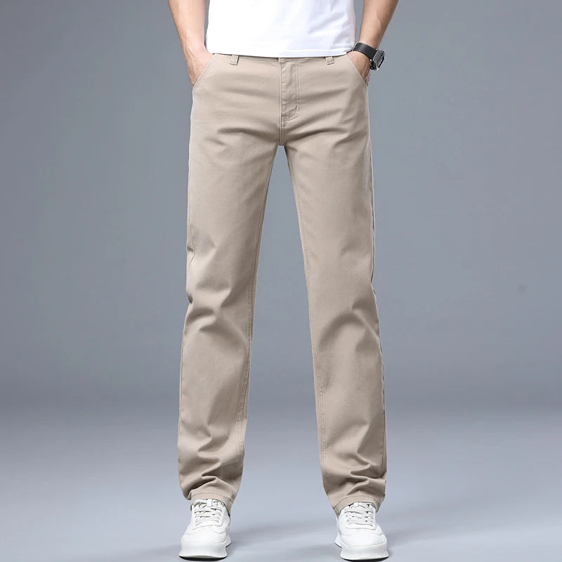 Men's Straight Leg Jeans Slim Fit Stretch Comfort Denim Pants Korean