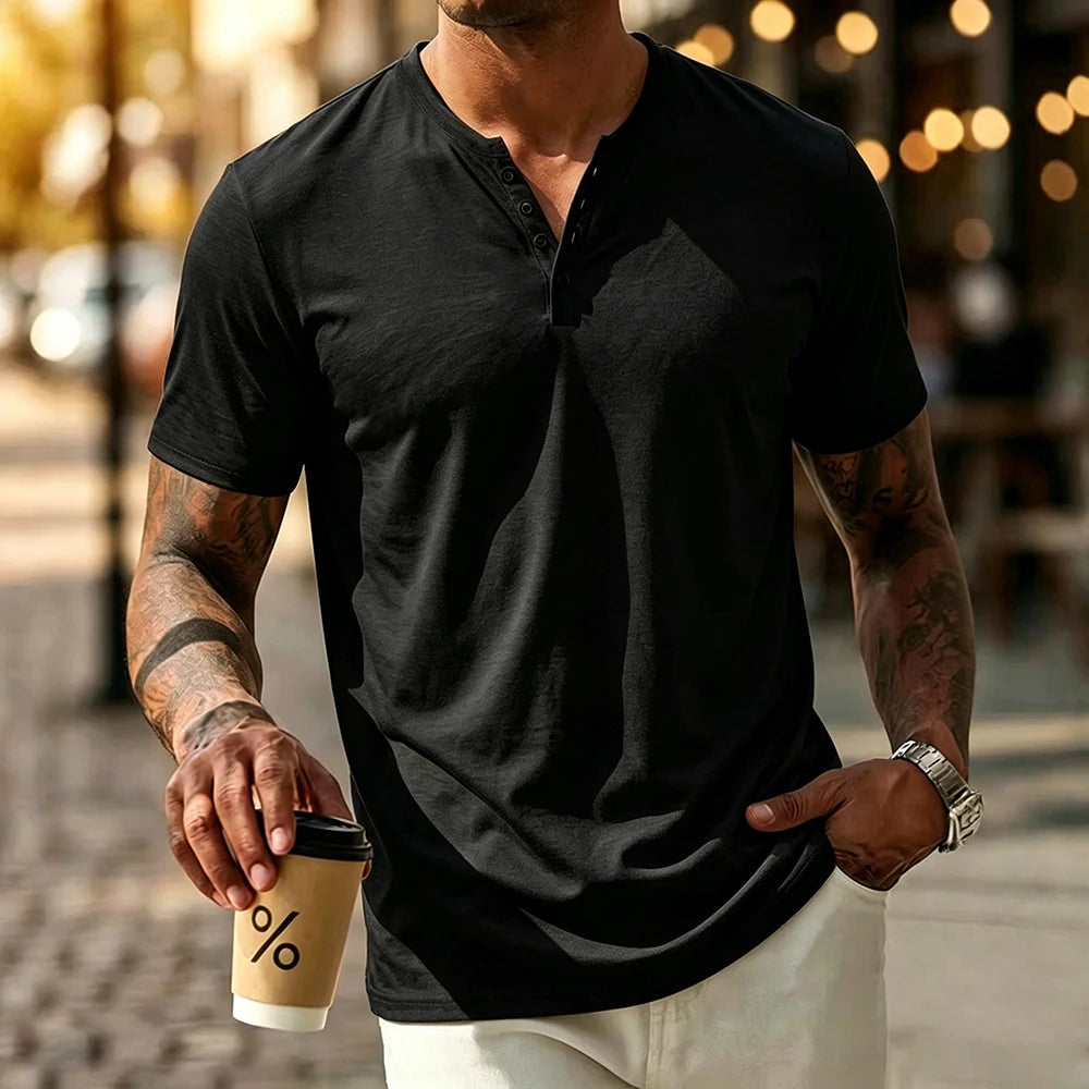 Men's Cotton T-shirt Solid Color Breathabale Lightweight Cozy Tops