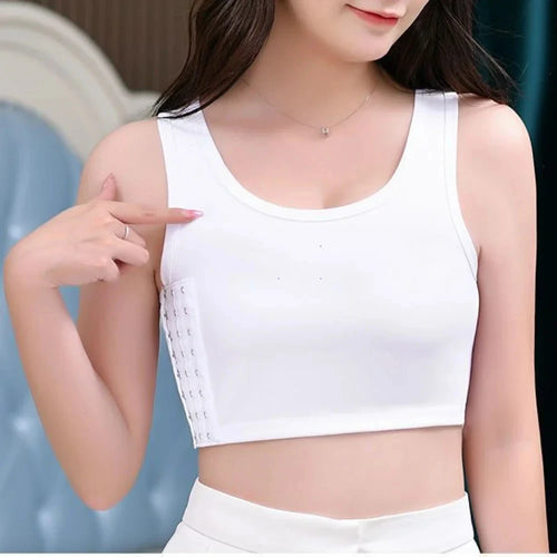 Women Breathable Chest Breast Binder Side Buckle Short Vest Tops Chest