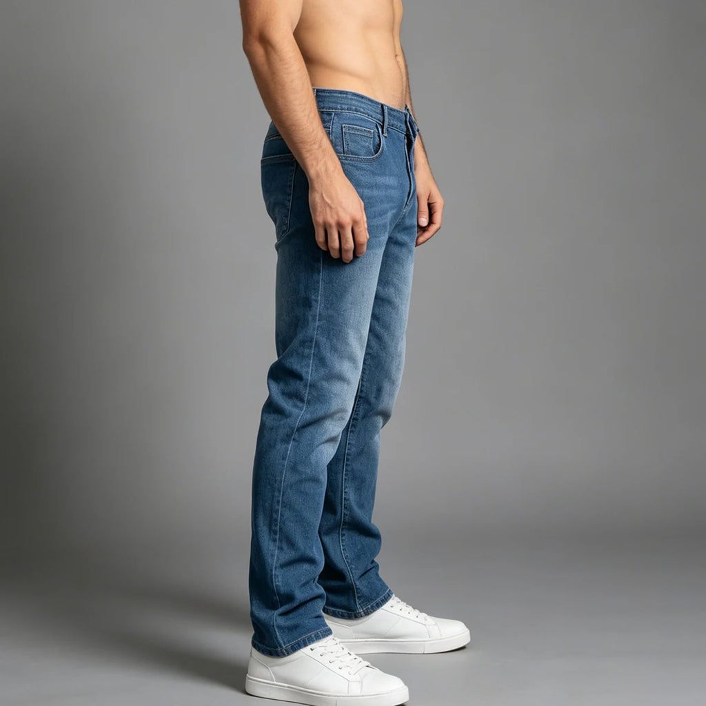 Men's jeans autumn and winter slim fit blue fashionable casual pants