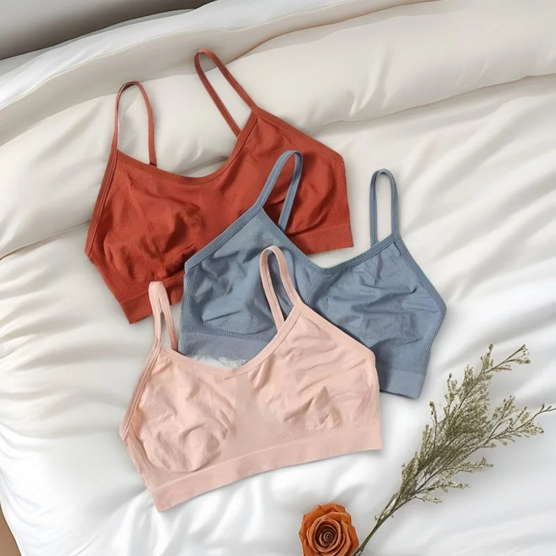 Women Seamless Ribbed Bra Tube Top Push-Up Bralette Ladies Crop Top
