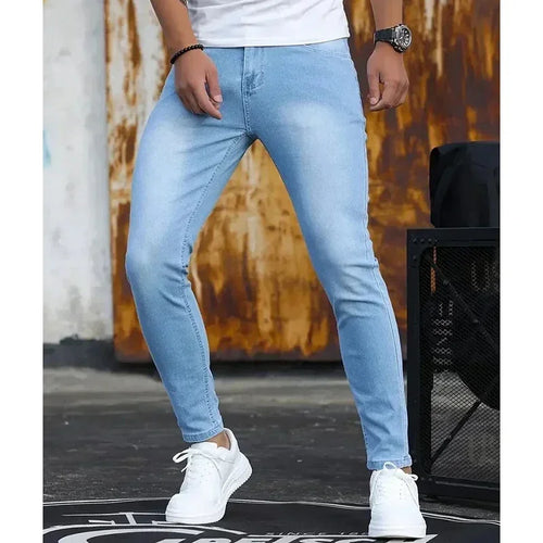 2025 Men Narrow Leg Jeans Male Comfortable Straight Leg Slim Fit