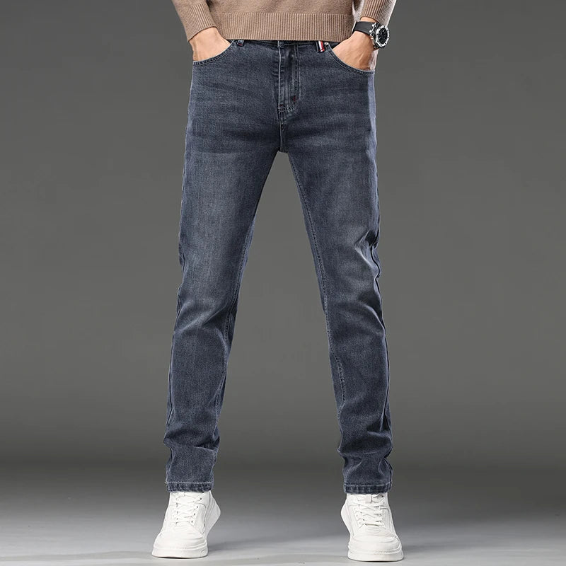 Men's Slim Fit Straight Leg Jeans European Style Versatile Business