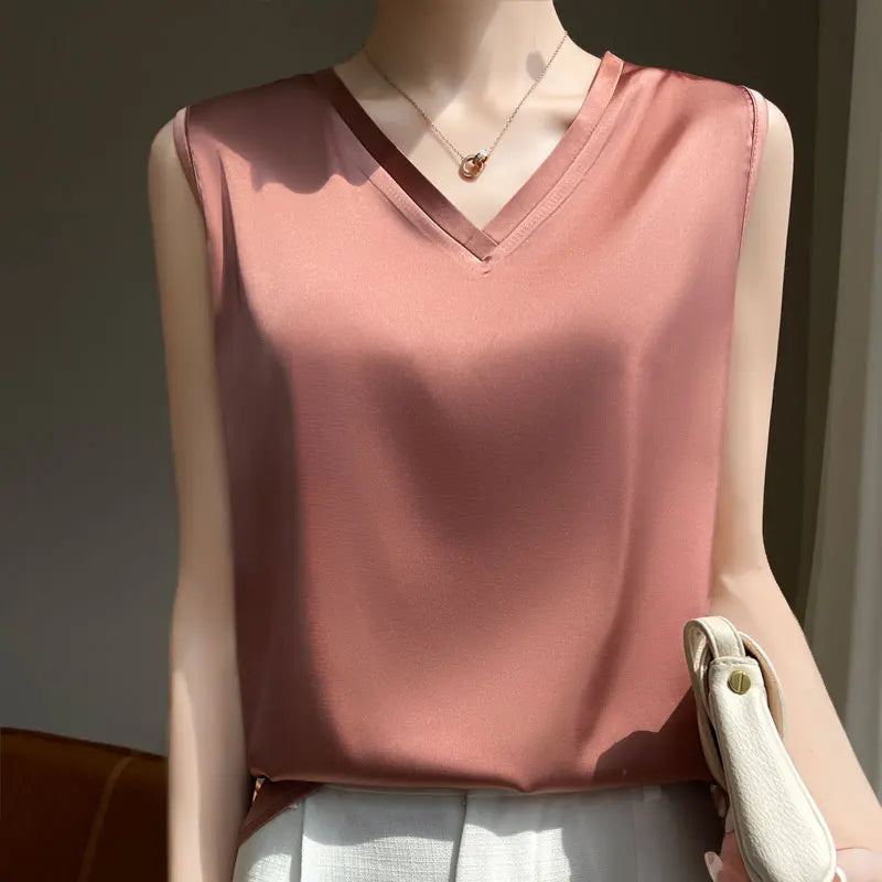 Suspended Tank Top Women's Suit Bottom Imitation Silk 25 New Versatile
