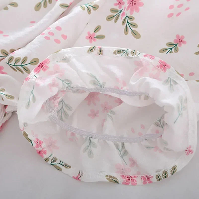 Sweet Broken Flower Slash Neck Women Blouse Agaric Edge Pleat Design