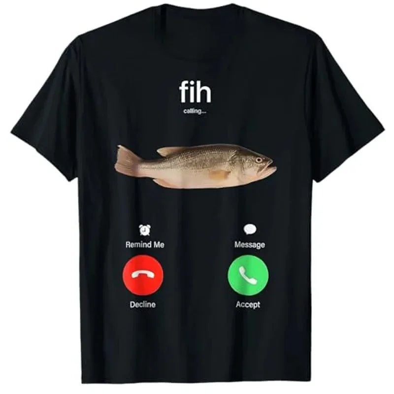 Fih Calling Remind Me Message Decline Accept Phone Call Fish T-Shirt