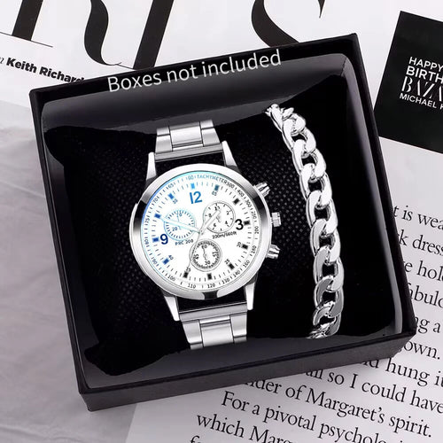 1/2PCS Men Business Watches Fashion Men's Steel Band Quartz Watch with