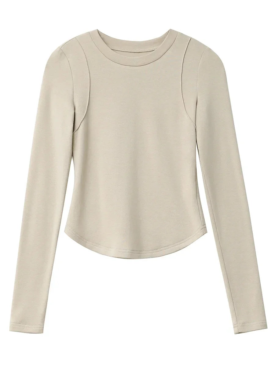 CHIC VEN Women T-Shirts Solid New Basic Heating Cashmere Round Neck