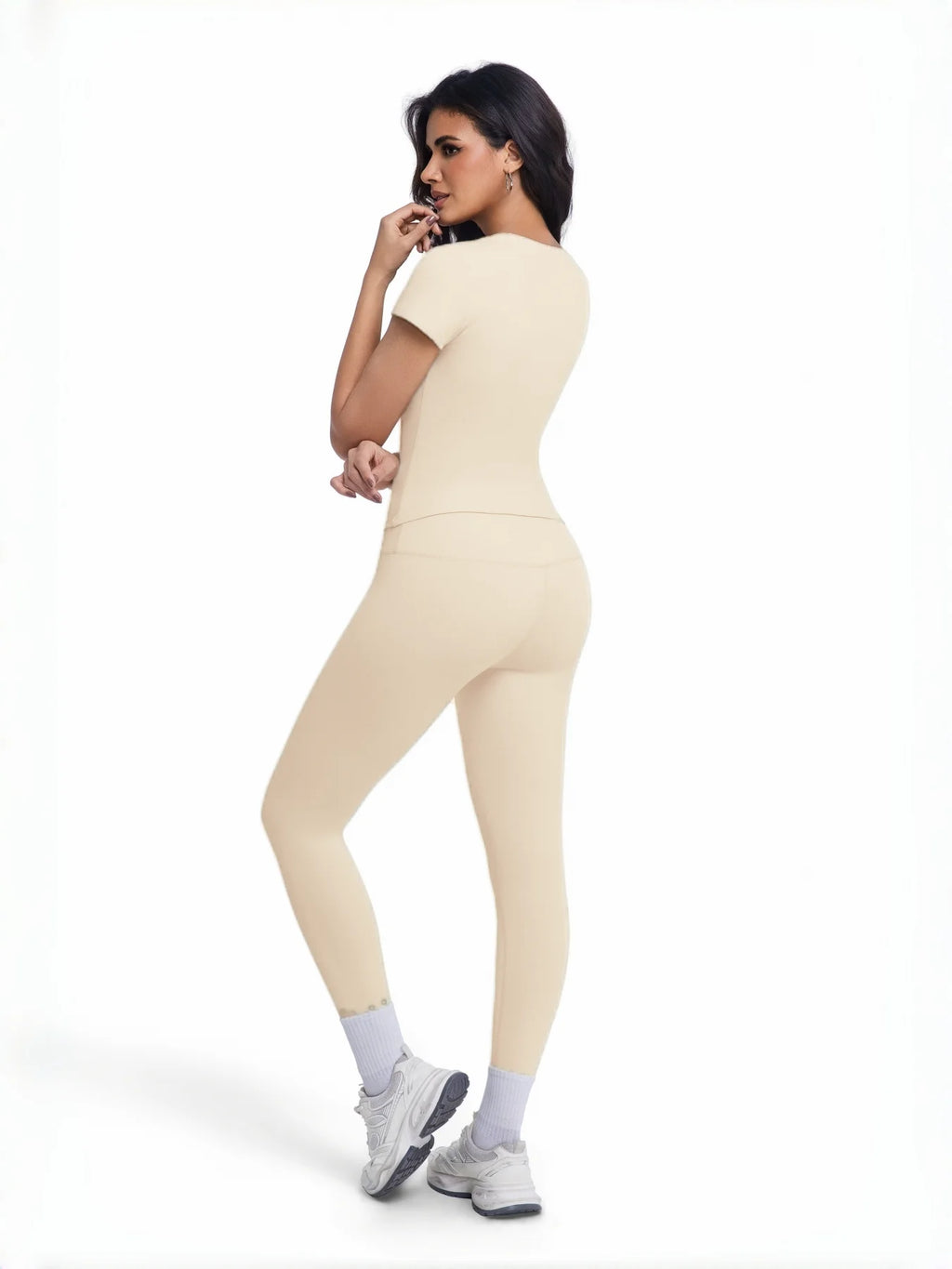 Women's 2 Piece Workout Set, Ultra-Soft Short Sleeve T-Shirt & High